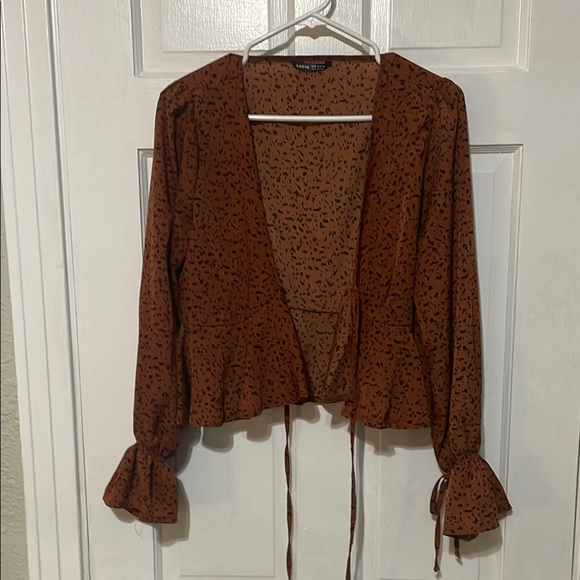 Rust orange tie front top - Picture 5 of 5